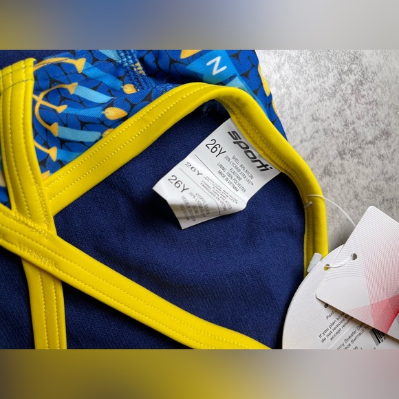 💙 YOUTH SPORTI GRANNY SWEATER DANCING DREIDEL ONE PIECE SWIMSUIT SIZE 26 - Picture 3 of 5